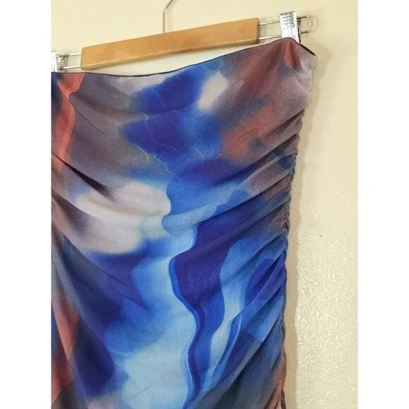 Princess Polly Micah Strapless Mini Dress Bodycon Blue Multicolor Size 10 - Picture 3 of 11